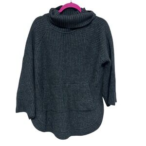 UGG Womens Raelynn Gray Knit Cowl Neck Pocket Poncho Pullover Sweater Cozy‎